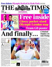 The Times (UK) Newspaper Front Page for 7 July 2012