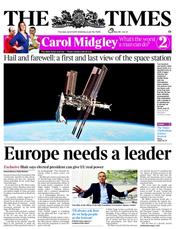 The Times (UK) Newspaper Front Page for 9 June 2011