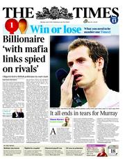 The Times (UK) Newspaper Front Page for 9 July 2012