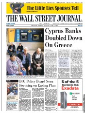  () Newspaper Front Page for 1 April 2013