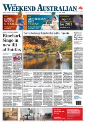 Weekend Australian (Australia) Newspaper Front Page for 29 December 2012
