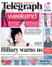  () Newspaper Front Page for 8 December 2012