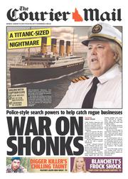 Courier Mail (Australia) Newspaper Front Page for 13 January 2014