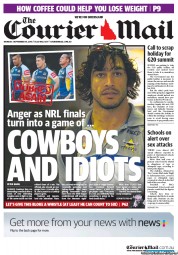 Courier Mail (Australia) Newspaper Front Page for 16 September 2013