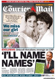 Courier Mail (Australia) Newspaper Front Page for 19 April 2013