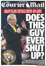 Courier Mail (Australia) Newspaper Front Page for 22 August 2013