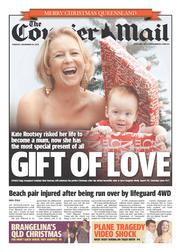Courier Mail (Australia) Newspaper Front Page for 24 December 2013