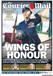 Courier Mail (Australia) Newspaper Front Page for 25 April 2013