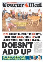 Courier Mail (Australia) Newspaper Front Page for 3 August 2013