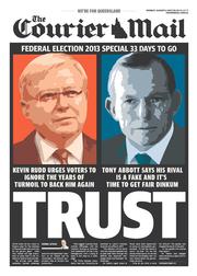 Courier Mail (Australia) Newspaper Front Page for 5 August 2013