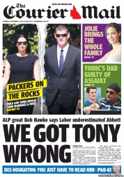Courier Mail (Australia) Newspaper Front Page for 7 September 2013
