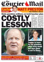 Courier Mail (Australia) Newspaper Front Page for 9 April 2013