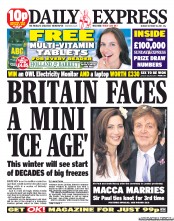 Daily Express (UK) Newspaper Front Page for 10 October 2011