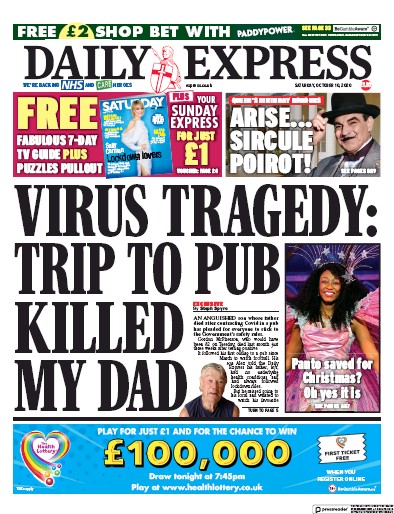 Daily Express Newspaper Front Page (UK) for 10 October 2020