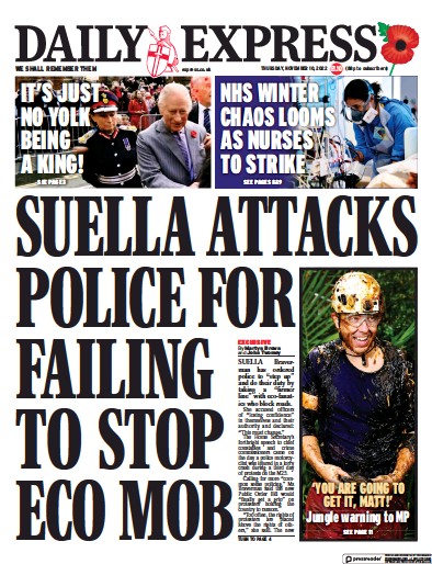 Daily Express Newspaper Front Page (UK) for 10 November 2022