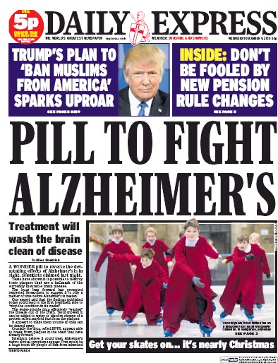 Daily Express Newspaper Front Page (UK) for 10 December 2015