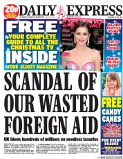 Daily Express (UK) Newspaper Front Page for 10 December 2016