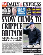 Daily Express (UK) Newspaper Front Page for 10 January 2013