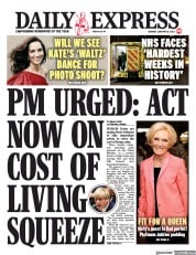Daily Express front page for 10 January 2022