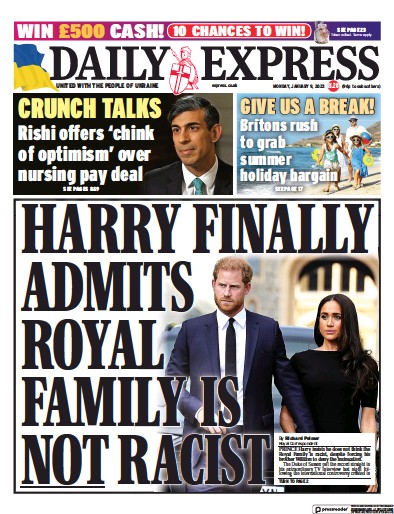 Daily Express Newspaper Front Page (UK) for 10 January 2023
