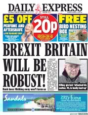 Daily Express (UK) Newspaper Front Page for 10 February 2018