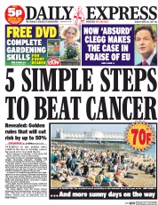 Daily Express (UK) Newspaper Front Page for 10 March 2014