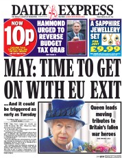 Daily Express (UK) Newspaper Front Page for 10 March 2017