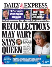 Daily Express (UK) Newspaper Front Page for 10 March 2021