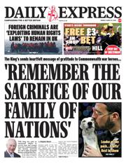 Daily Express front page for 10 March 2025