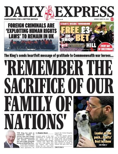 Daily Express Newspaper Front Page (UK) for 10 March 2025
