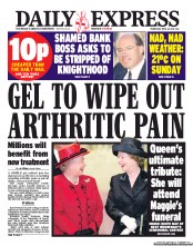 Daily Express Newspaper Front Page (UK) for 10 April 2013