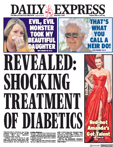 Daily Express Newspaper Front Page (UK) for 10 April 2018