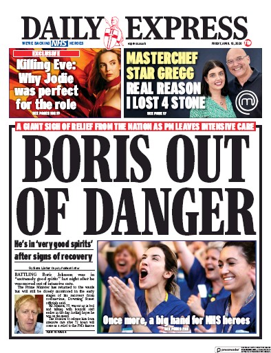 Daily Express Newspaper Front Page (UK) for 10 April 2020