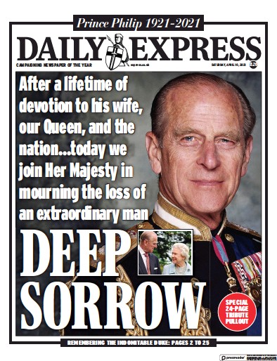 Daily Express Newspaper Front Page (UK) for 10 April 2021