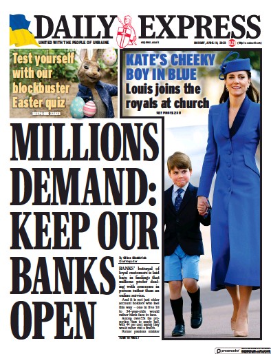 Daily Express Newspaper Front Page (UK) for 10 April 2023