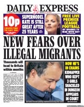 Daily Express Newspaper Front Page (UK) for 10 May 2013