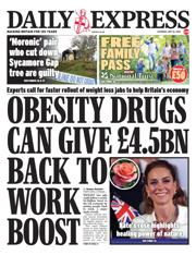 Daily Express front page for 10 May 2025