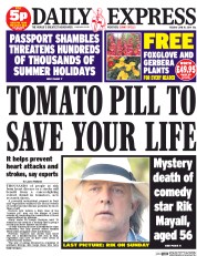 Daily Express (UK) Newspaper Front Page for 10 June 2014