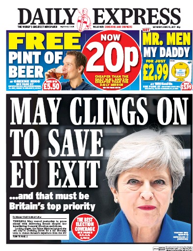 Daily Express Newspaper Front Page (UK) for 10 June 2017
