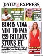 Daily Express (UK) Newspaper Front Page for 10 June 2019