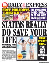 Daily Express (UK) Newspaper Front Page for 10 July 2013