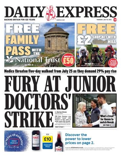 Daily Express Newspaper Front Page (UK) for 10 July 2025