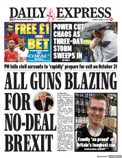 Daily Express (UK) Newspaper Front Page for 10 August 2019