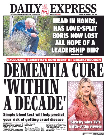 Daily Express Newspaper Front Page (UK) for 10 September 2018
