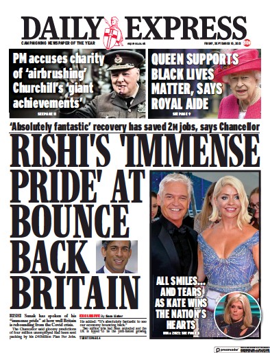Daily Express Newspaper Front Page (UK) for 10 September 2021