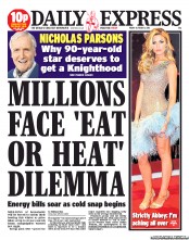Daily Express (UK) Newspaper Front Page for 11 October 2013