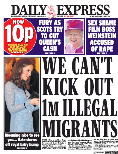 Daily Express Newspaper Front Page (UK) for 11 October 2017