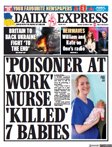 Daily Express Newspaper Front Page (UK) for 11 October 2022