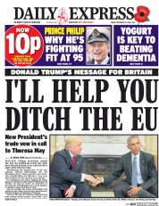 Daily Express (UK) Newspaper Front Page for 11 November 2016