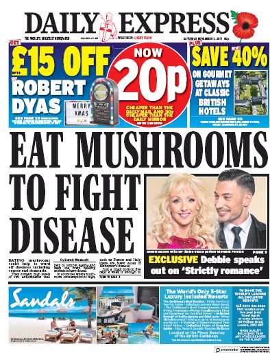 Daily Express Newspaper Front Page (UK) for 11 November 2017